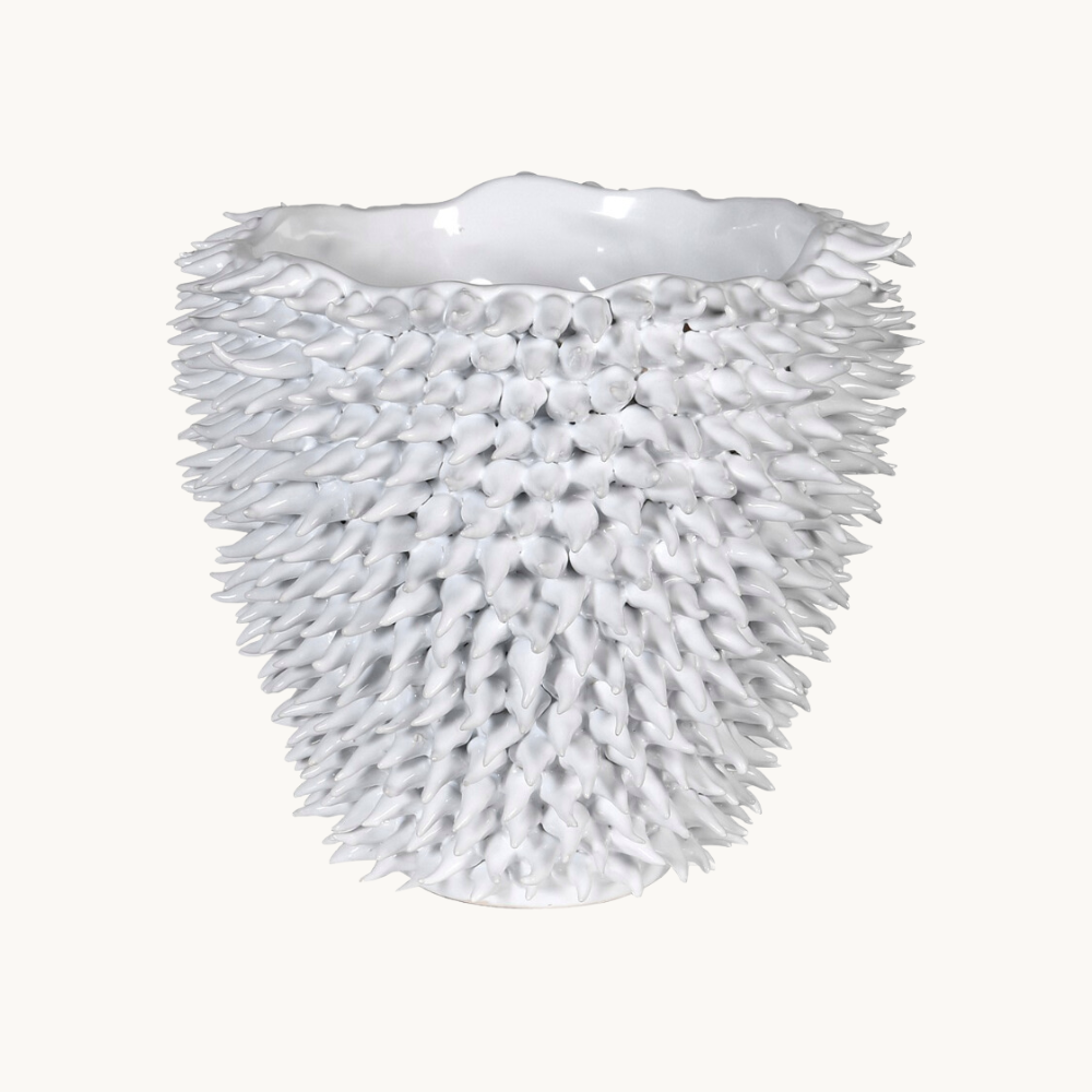 White Spike Ceramic Planter