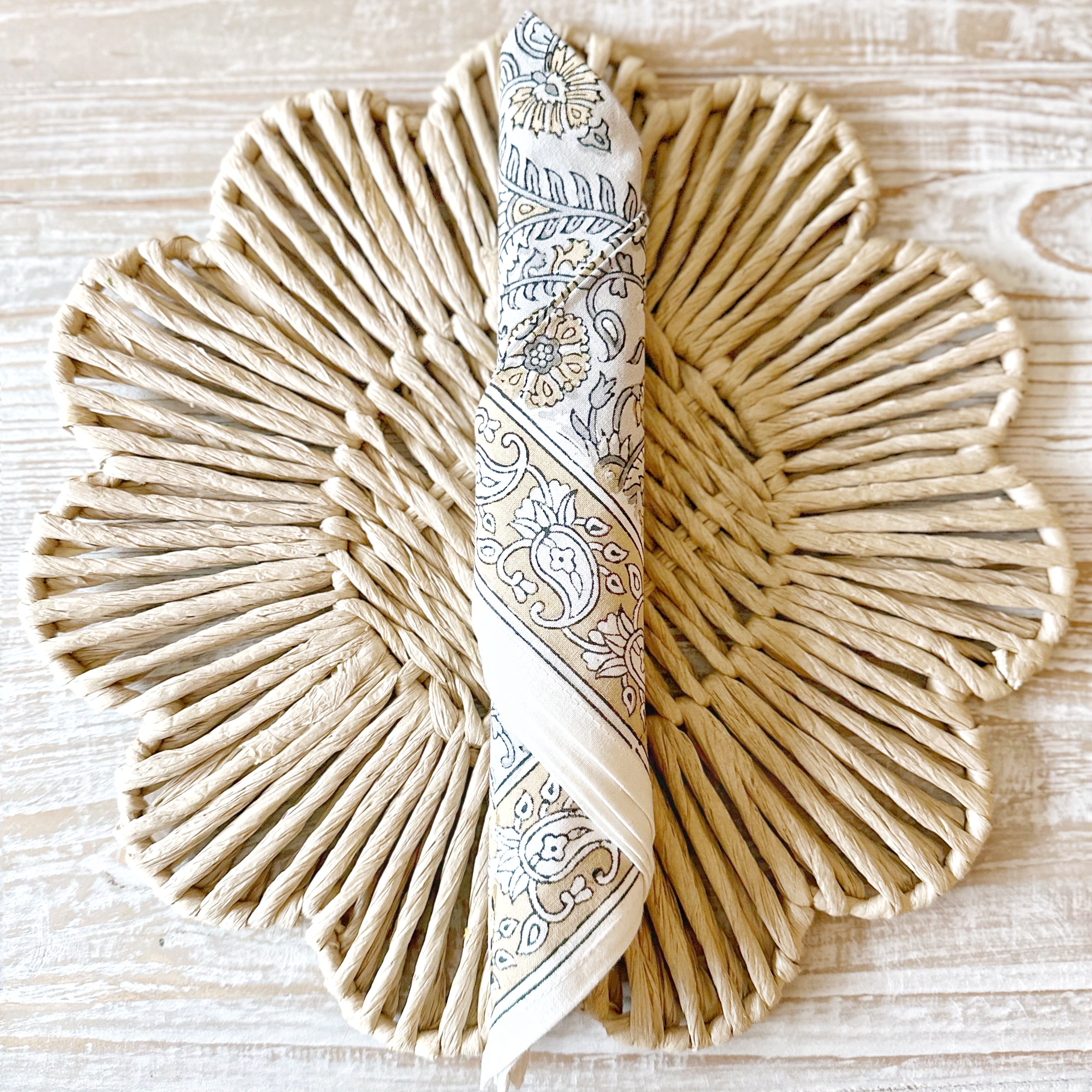 Set of 4 Hand Block Print Cotton Napkins