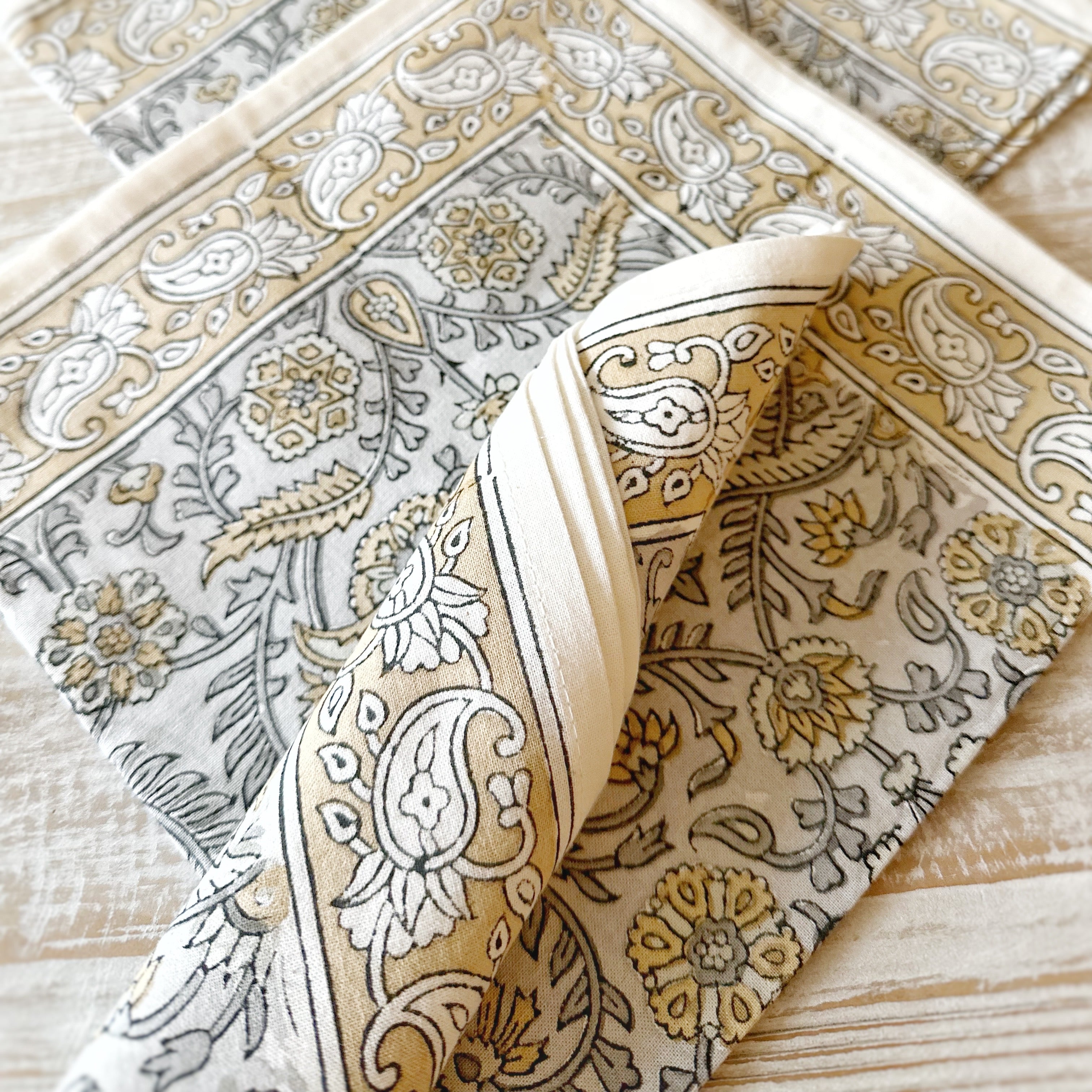 Set of 4 Hand Block Print Cotton Napkins