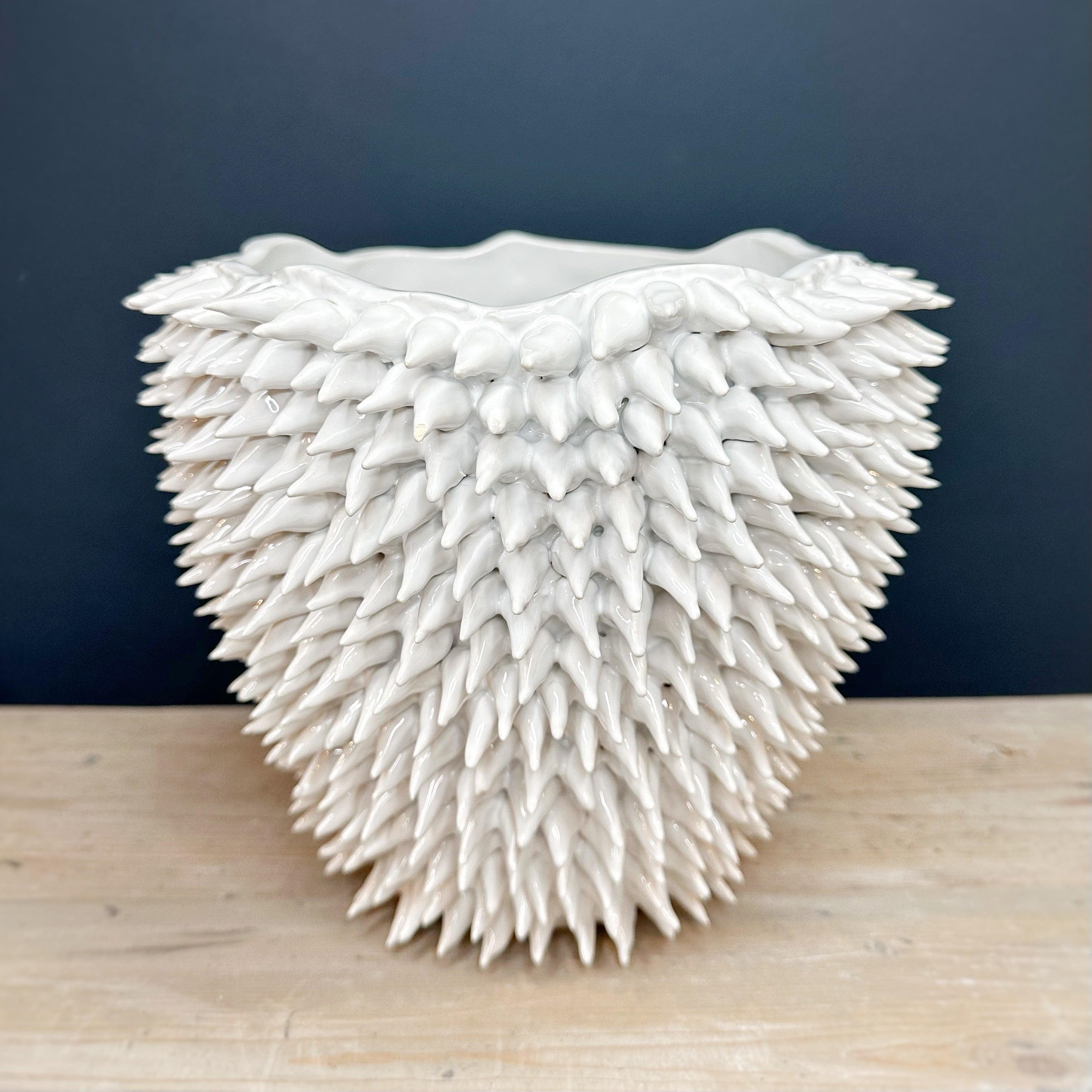 White Spike Ceramic Planter