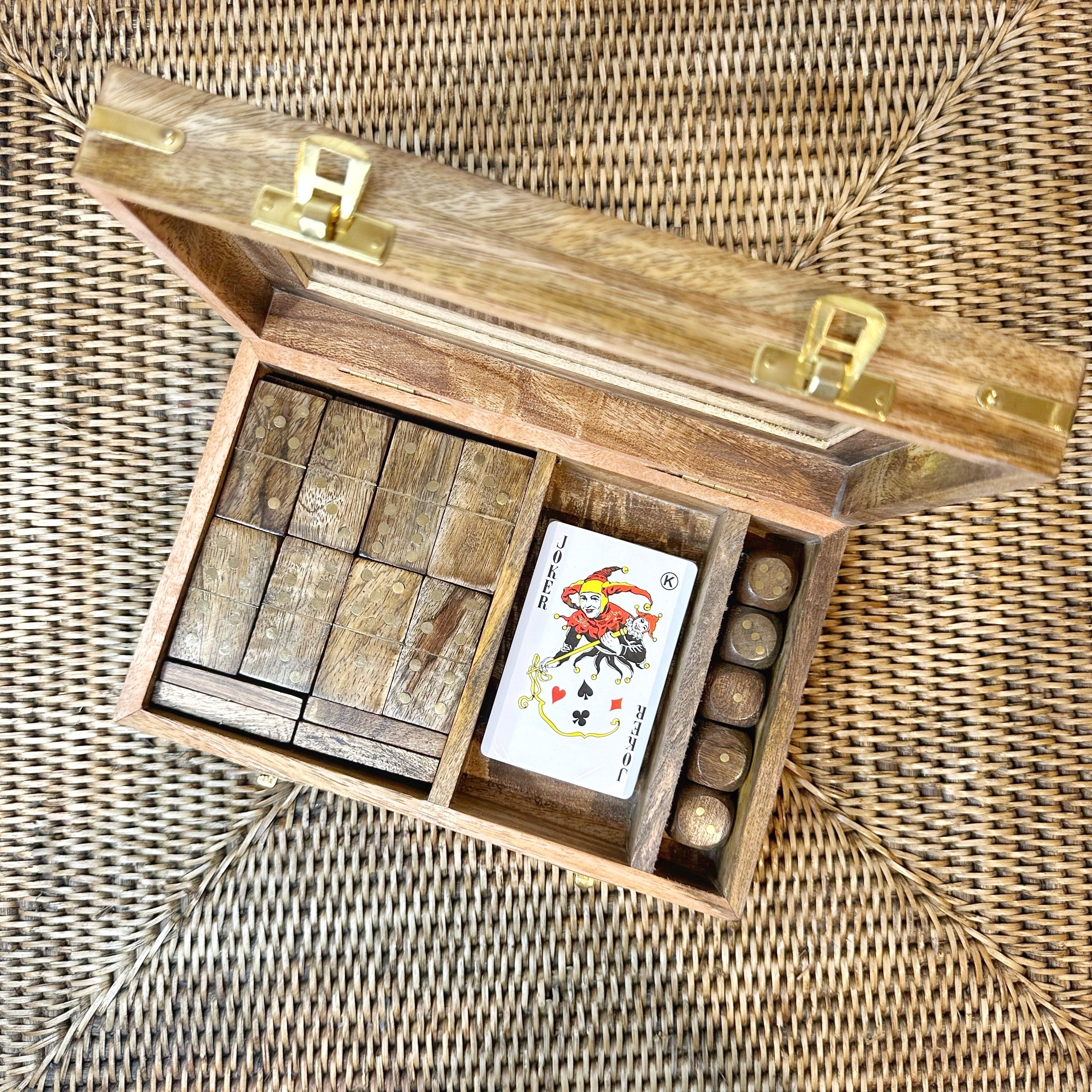 Wooden Dominoes and Cards Box Set