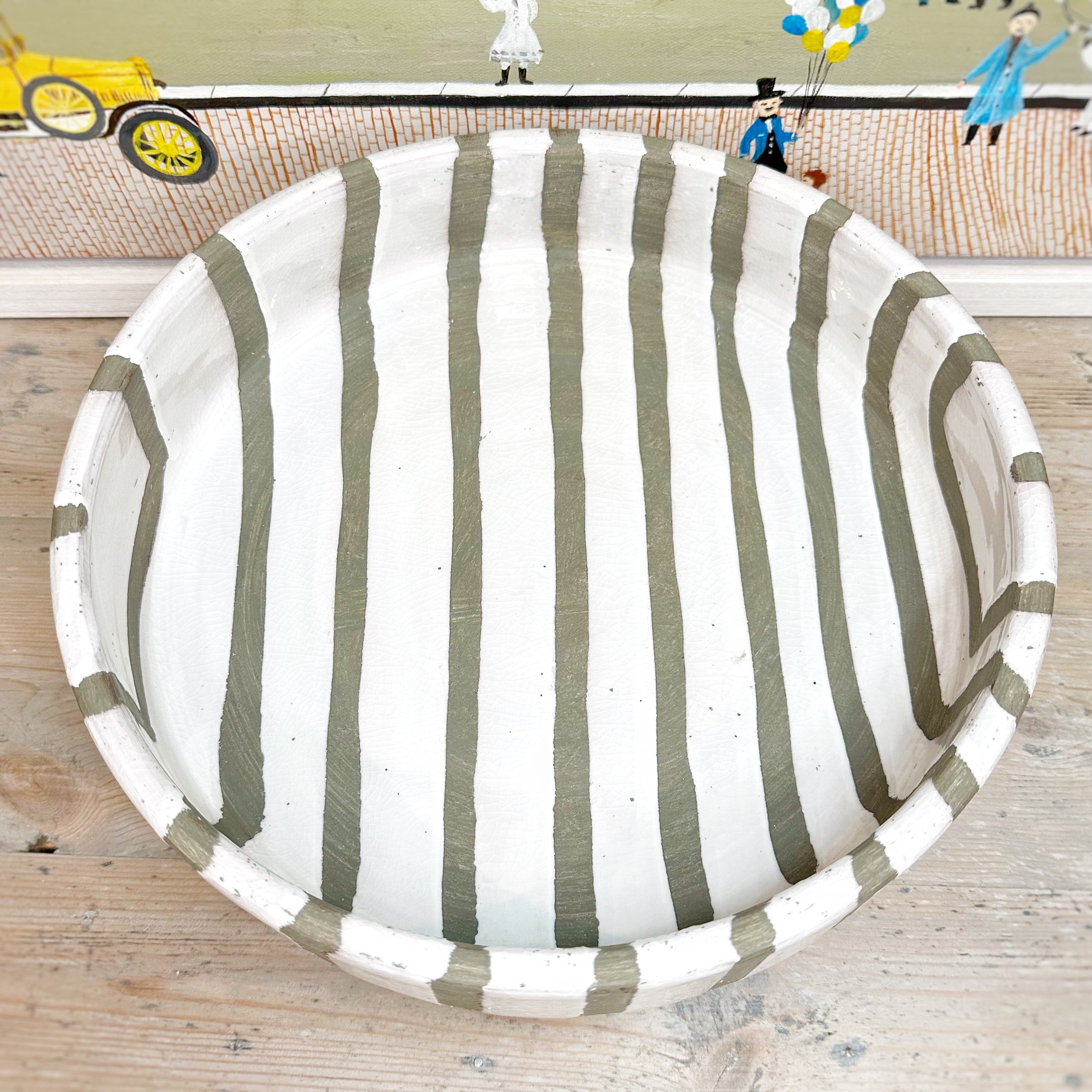 White Stripe Ceramic Bowl