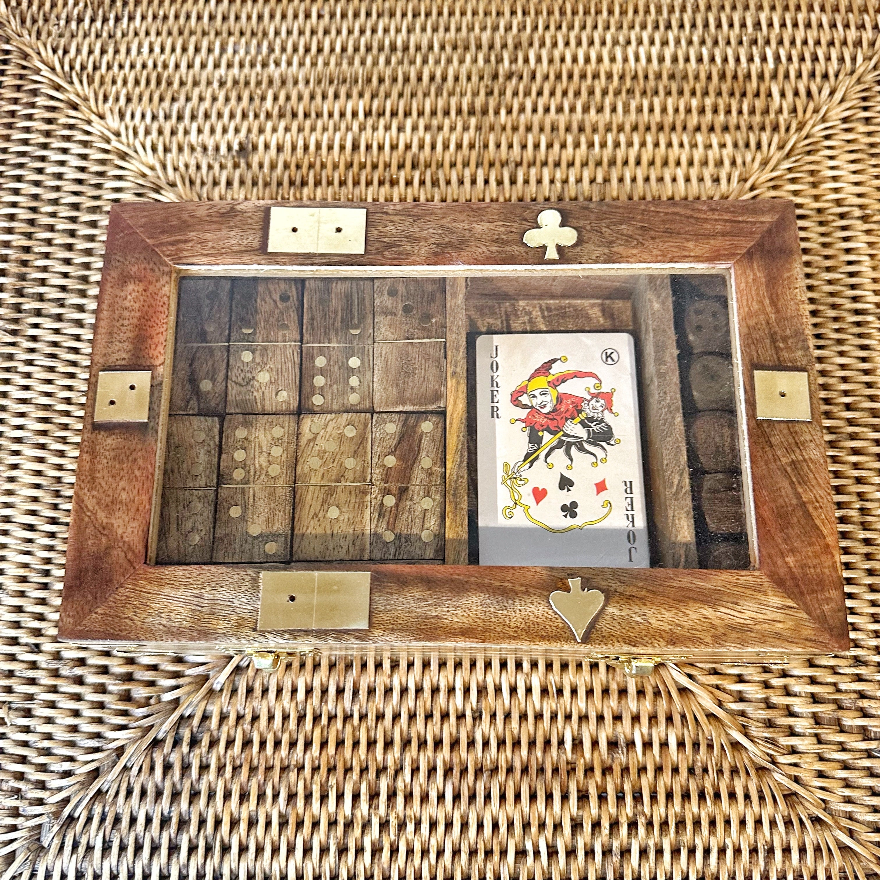 Wooden Dominoes and Cards Box Set