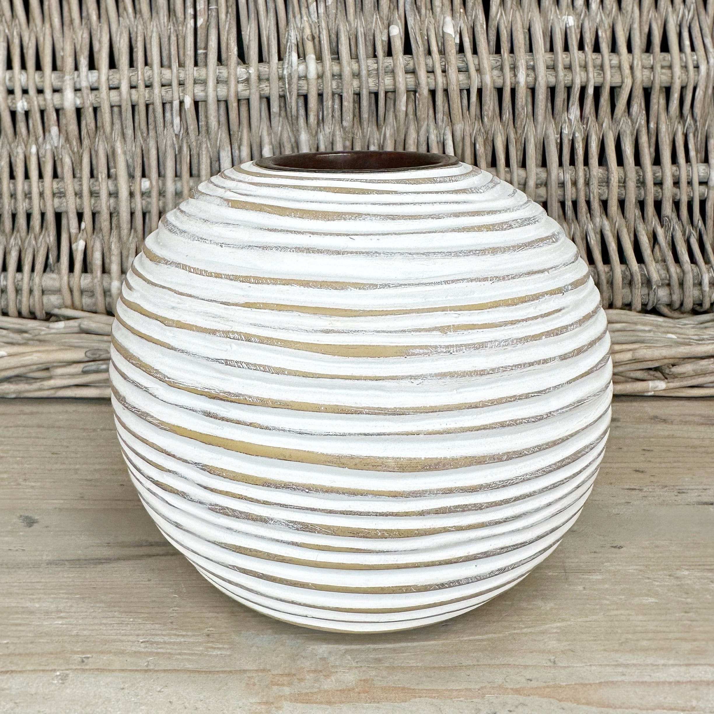 White Washed Candle Holder
