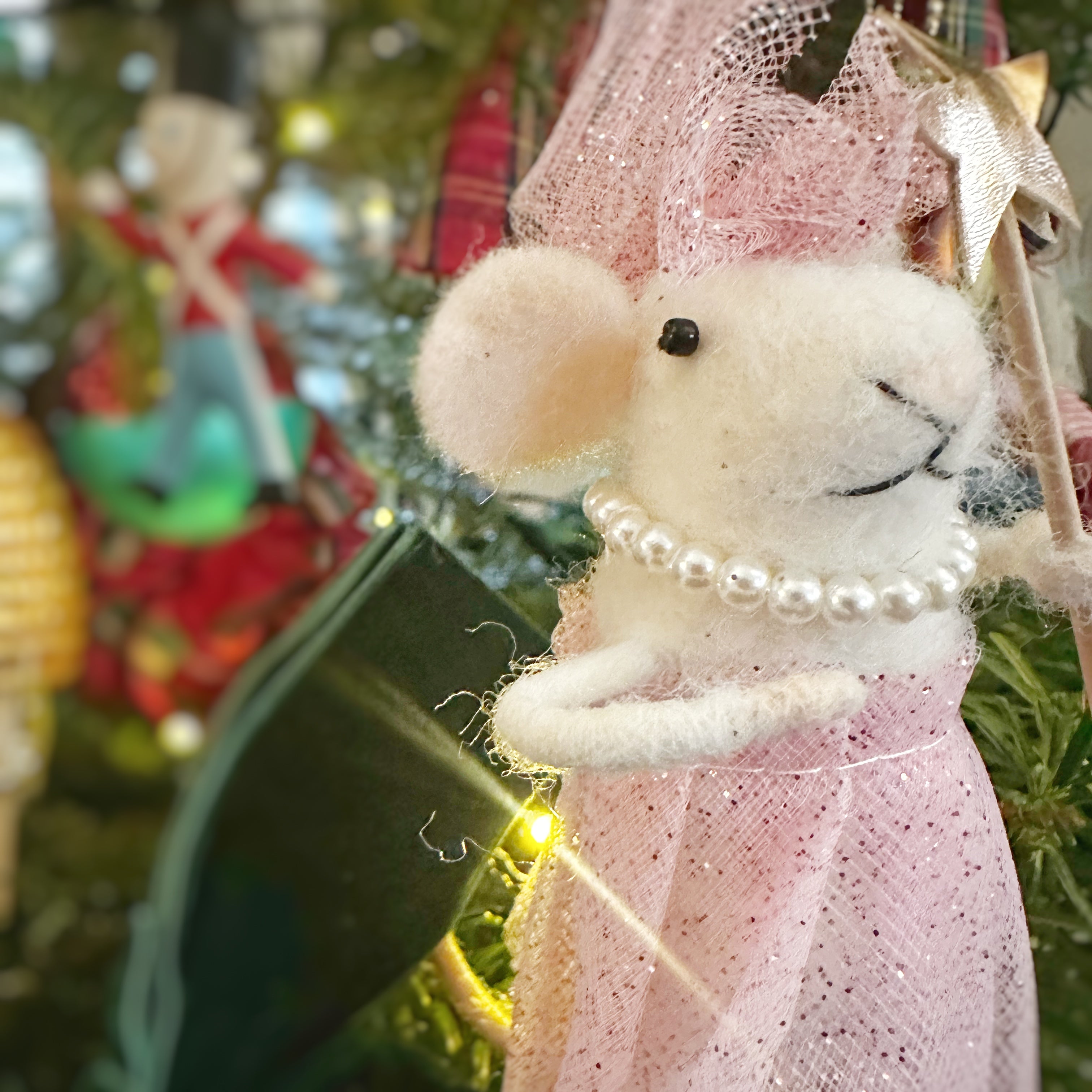 Pink Fairy Godmother Mouse Christmas Decoration 