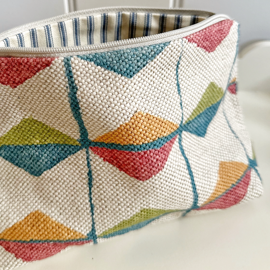 Lewis & Wood and Ticking Stripe Lined Zip Pouch Make Up Bag