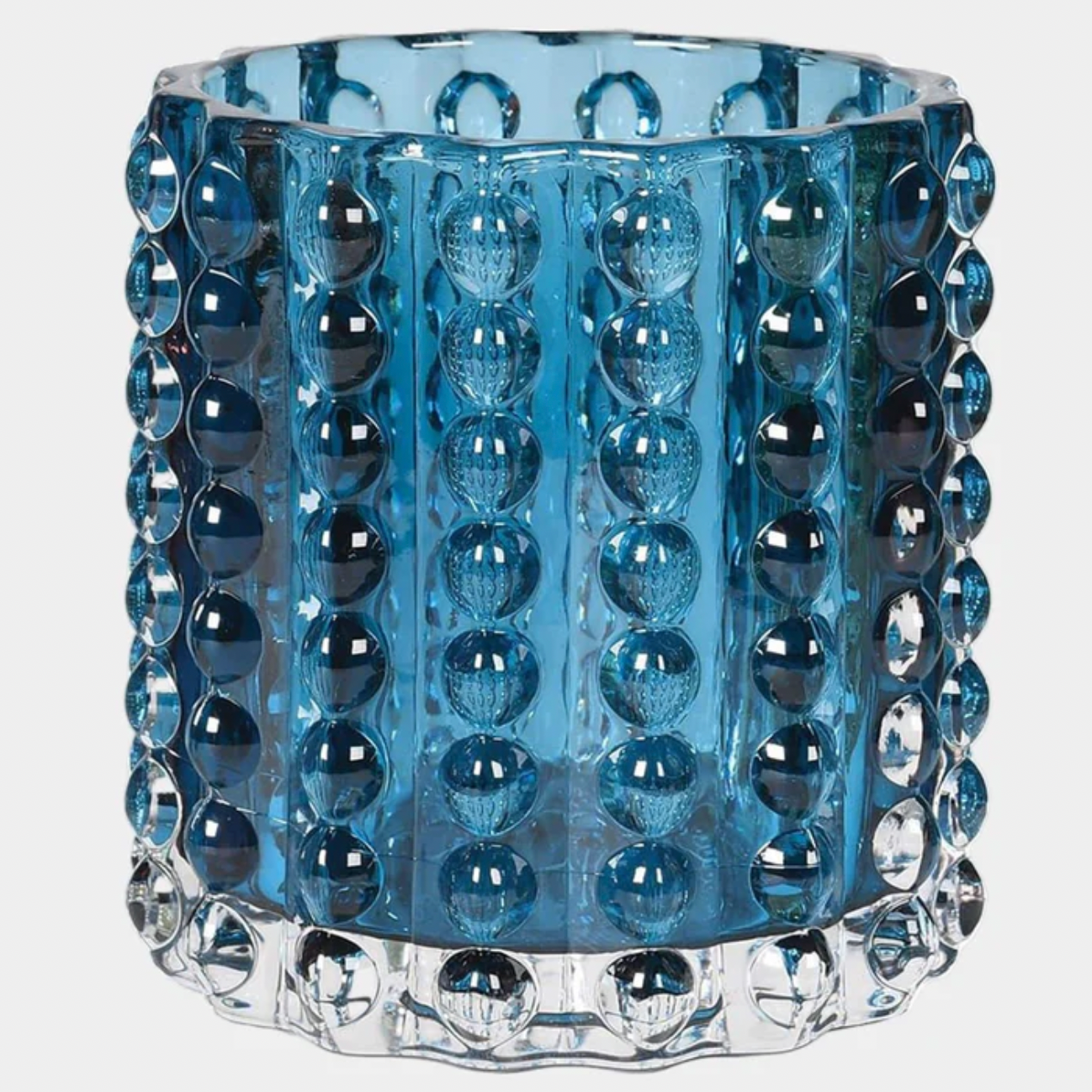 Blue bobble glass tealight holder