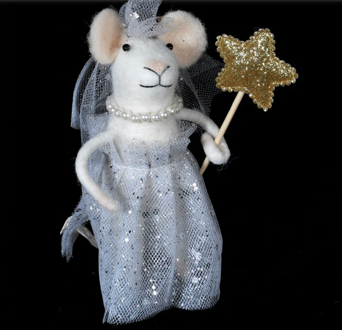 White Fairy Godmother Mouse Christmas Decoration