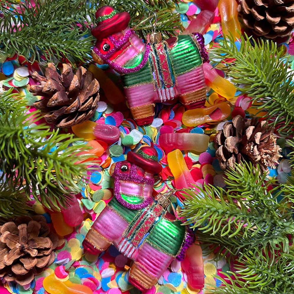 Multicolour Piñata Horse Bauble Christmas Decoration