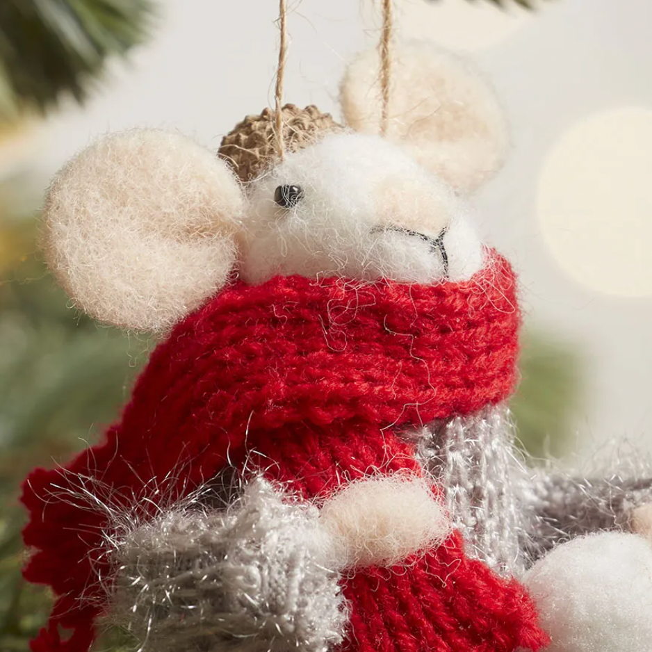 Felt Snowball Mouse Christmas Decoration