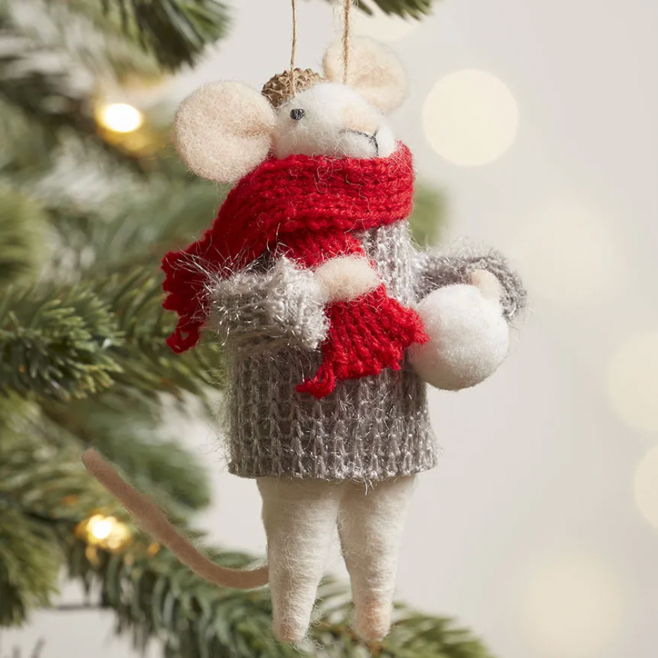 Felt Snowball Mouse Christmas Decoration