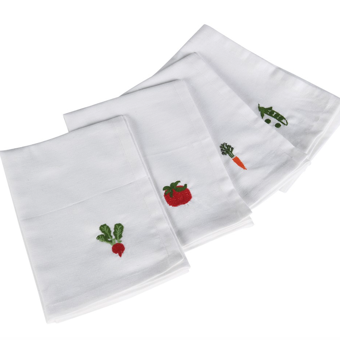 Set of 4 Cotton Embroidered Vegetable Napkins