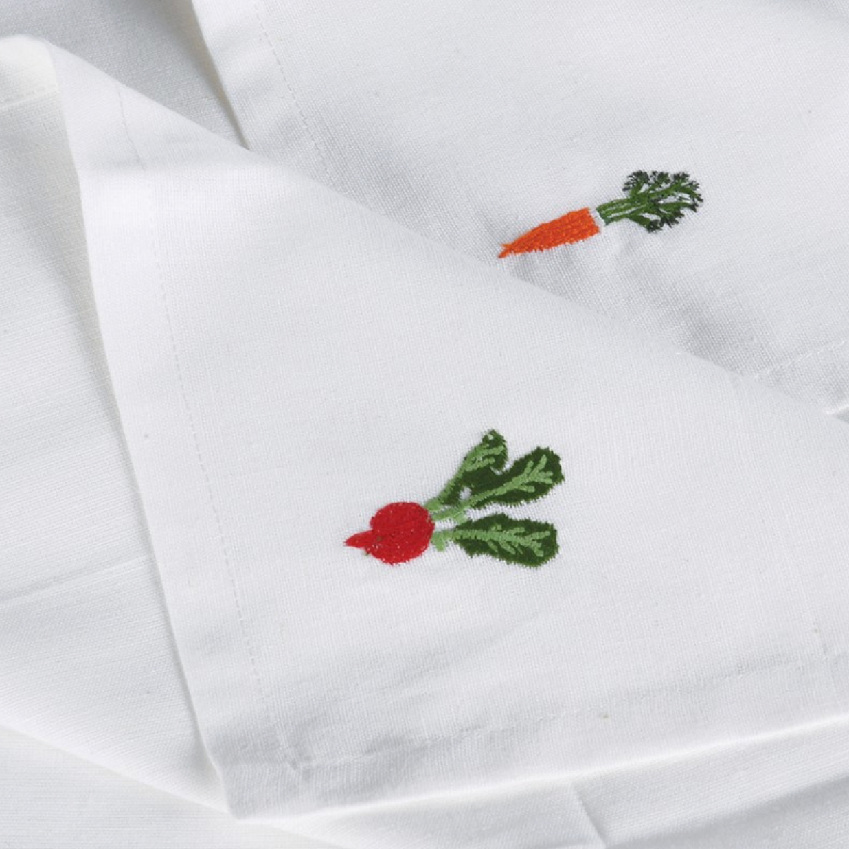 Set of 4 Cotton Embroidered Vegetable Napkins