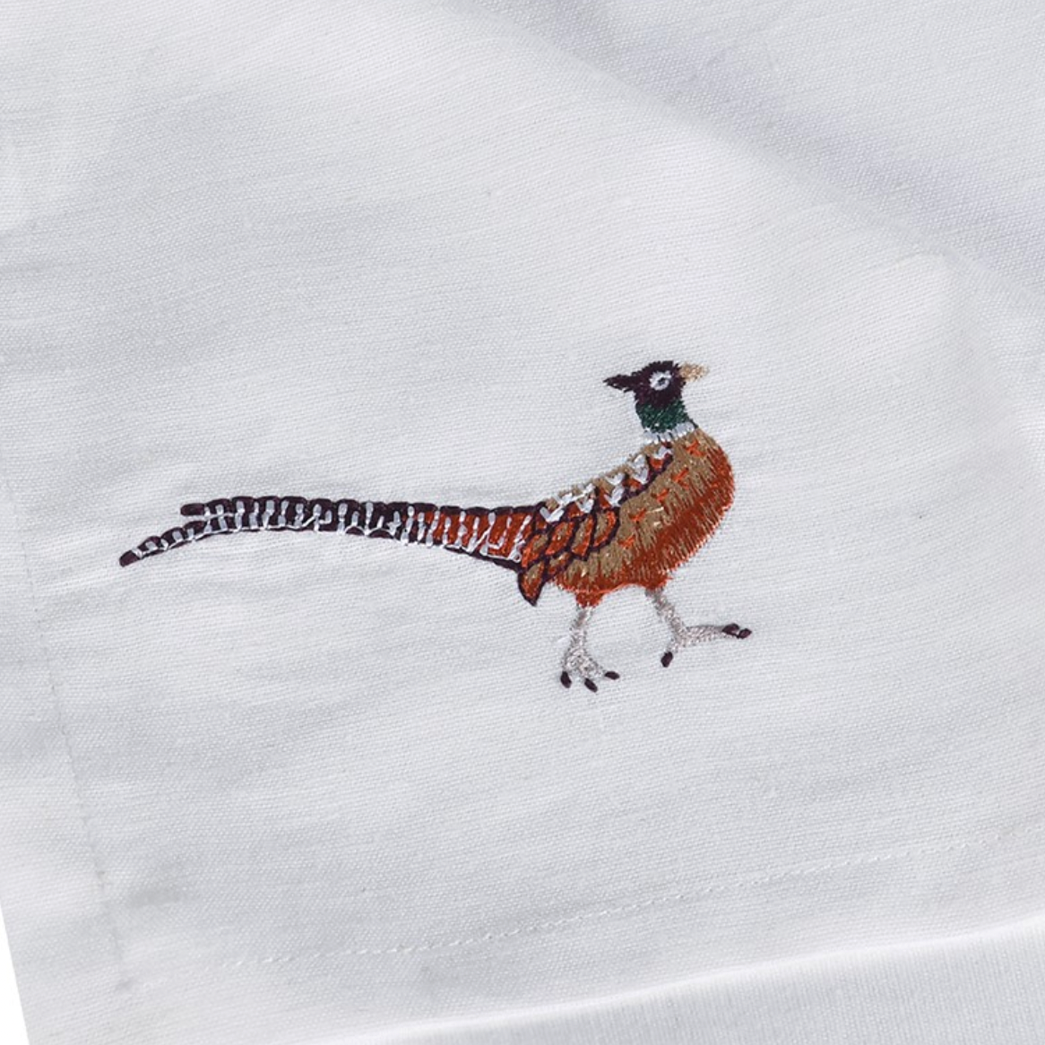 Set of 4 Cotton Embroidered Pheasant Napkins
