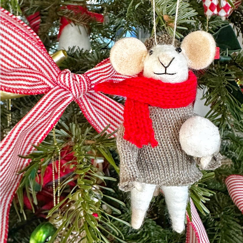 Felt Snowball Mouse Christmas Decoration