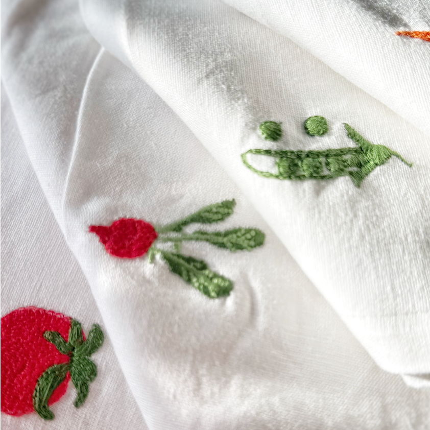 Set of 4 Cotton Embroidered Vegetable Napkins
