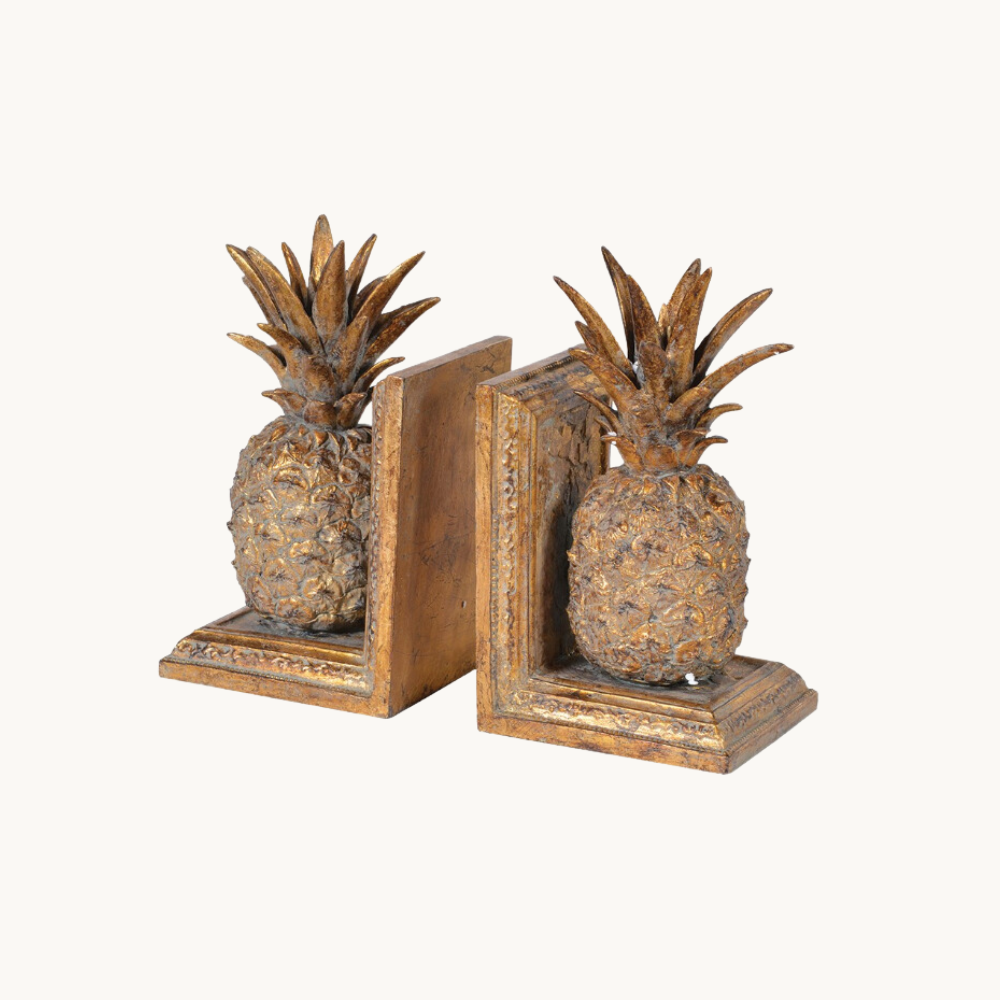 Distressed Golden Pineapple Bookends