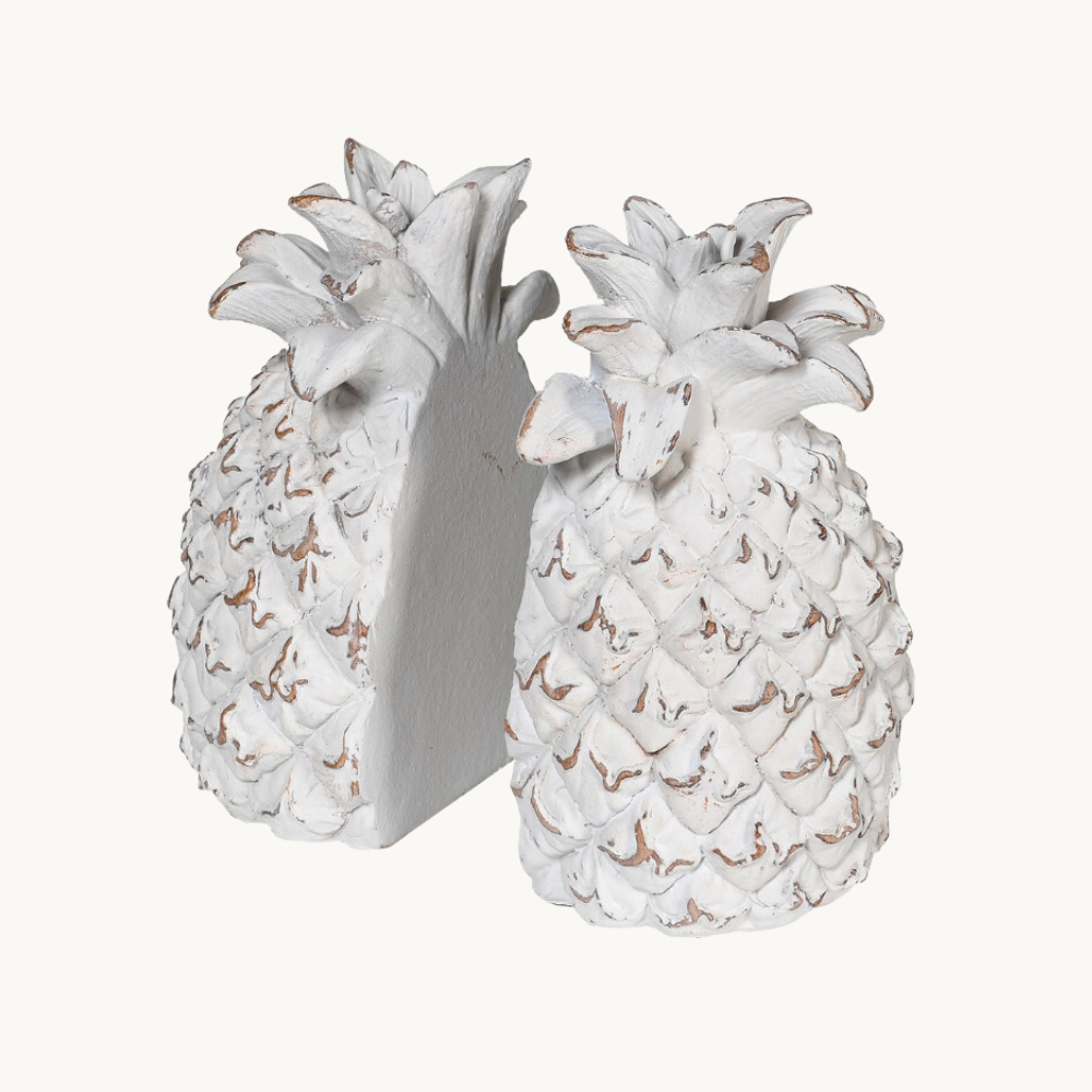 Small White Pineapple Bookends