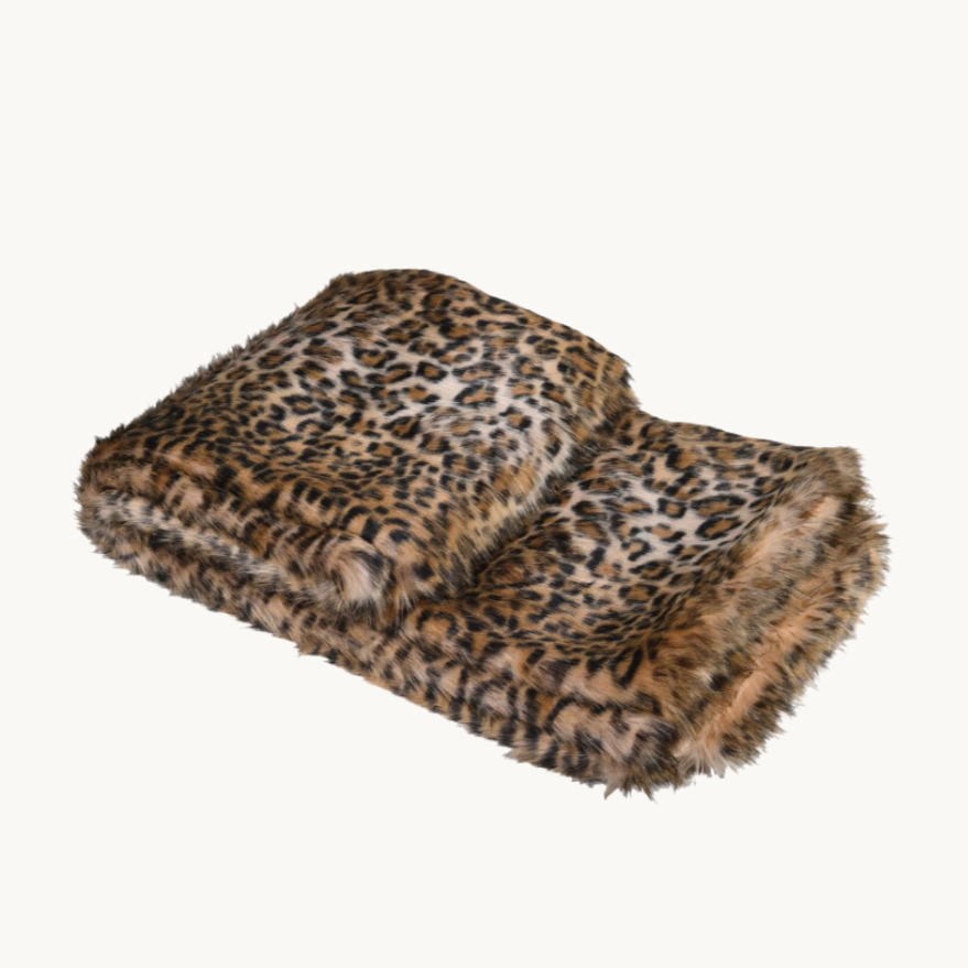 Leopard Print Faux Fur Throw
