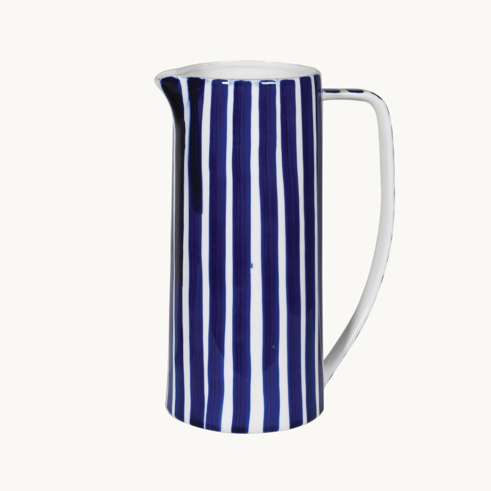 Blue and White Striped Jug