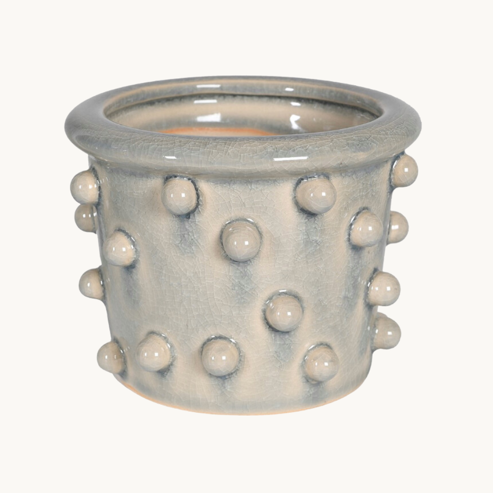 Blue Wash Ceramic Bobble Pot