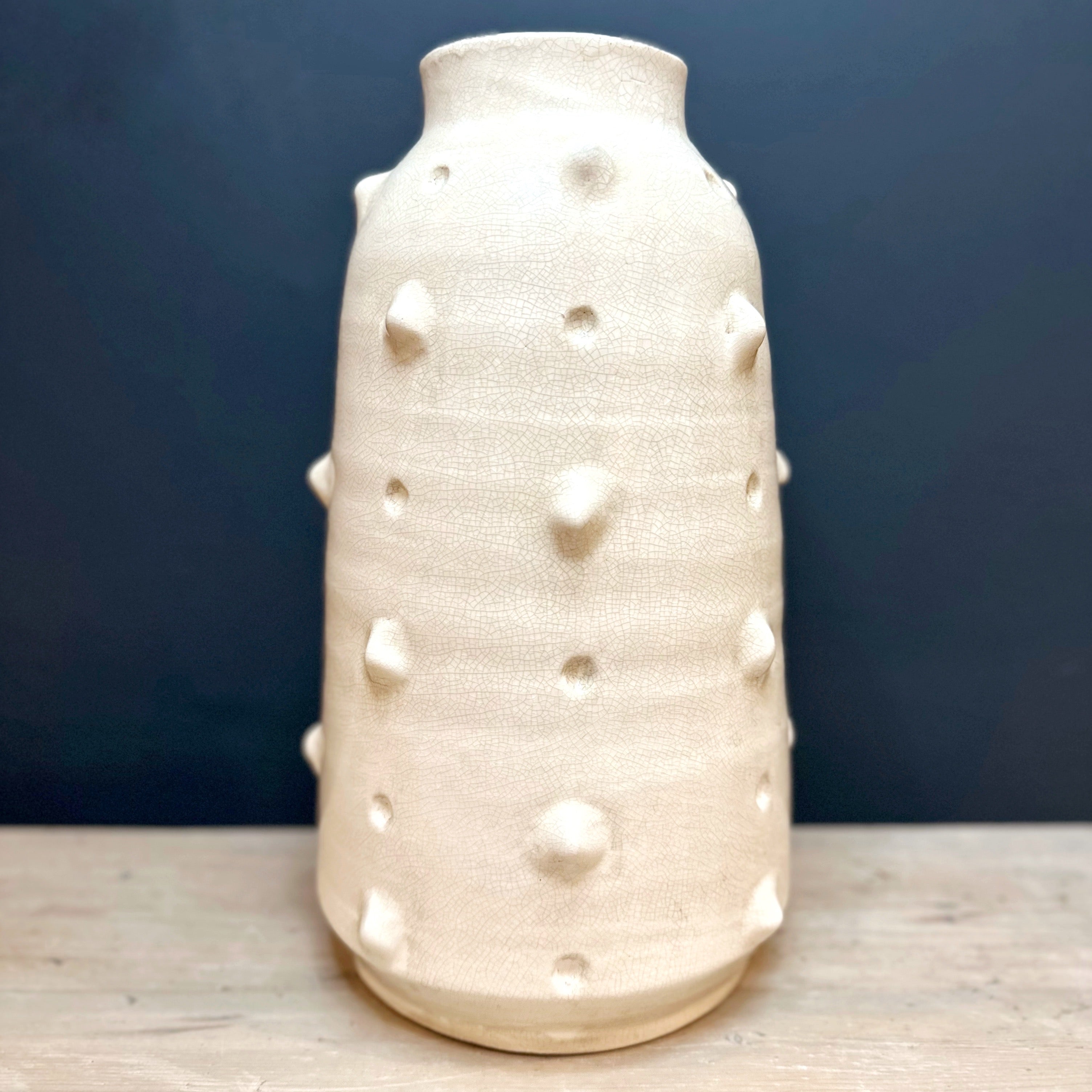 Off White Distressed Bobble Vase