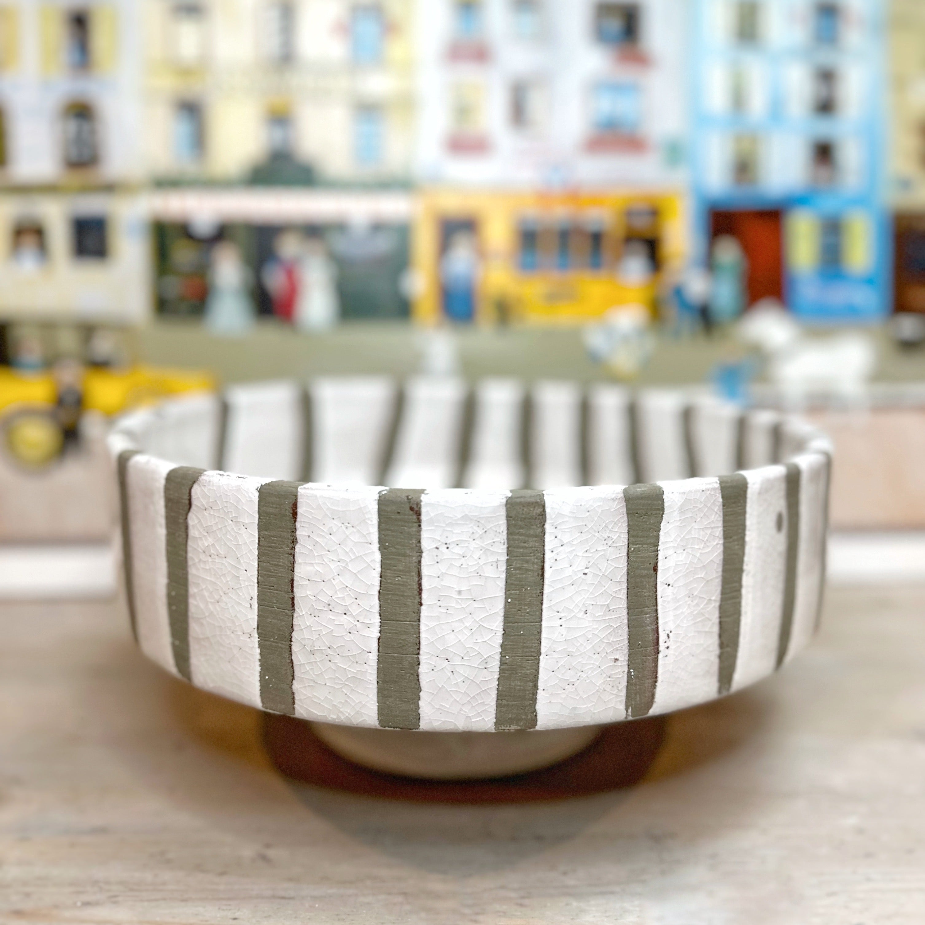 White Stripe Ceramic Bowl