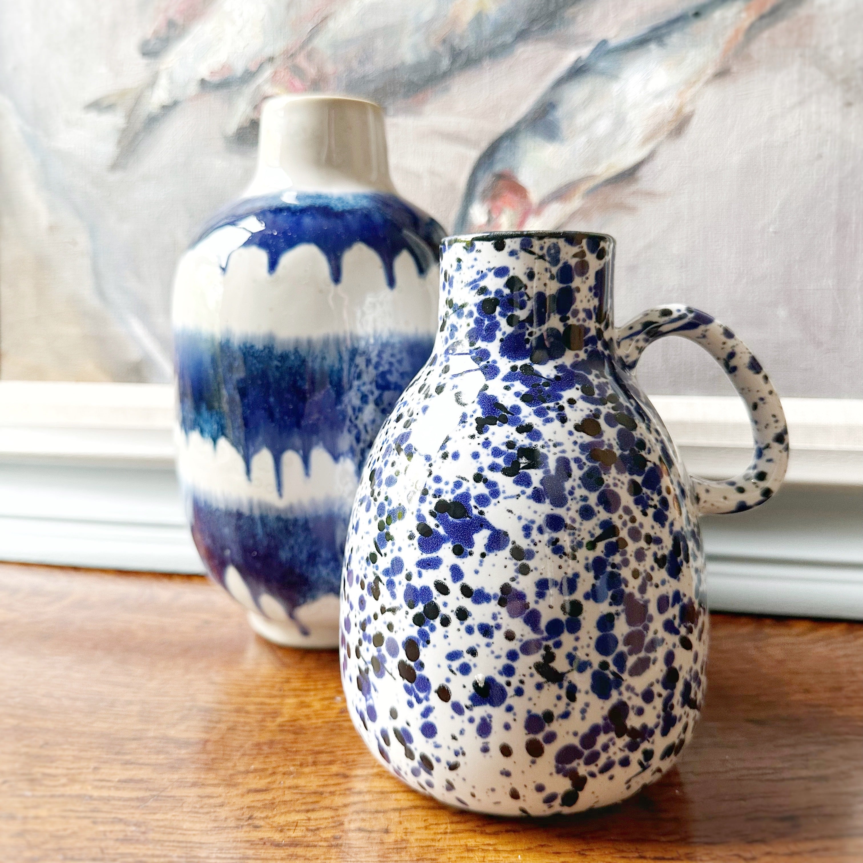 Small Blue and White Speckled Vase