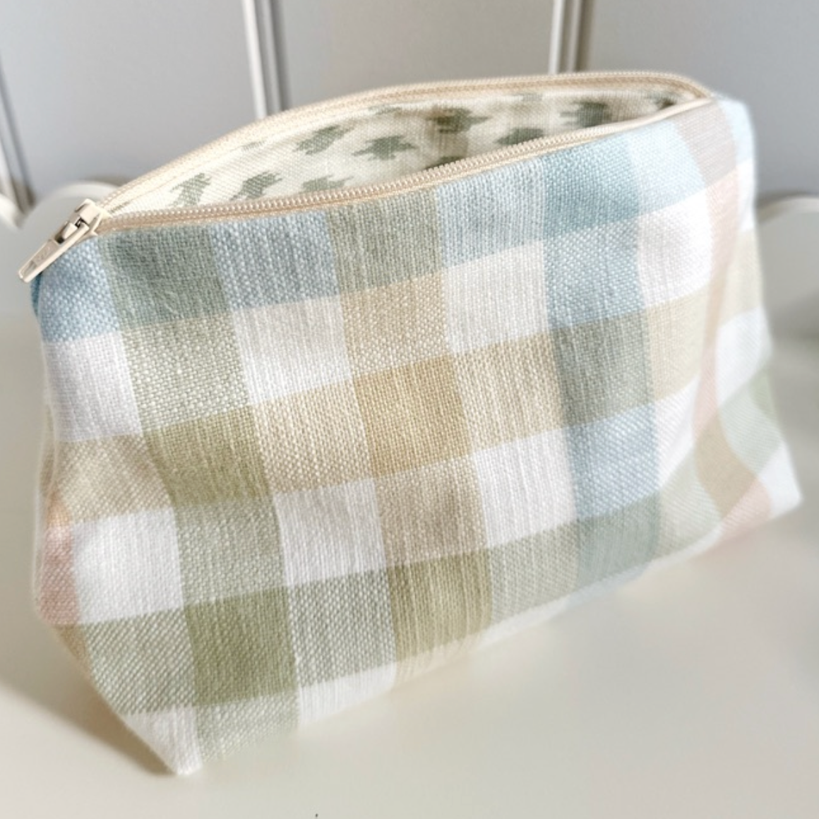 Gingham & Penny Morrison Dash Fabric Lined Zip Pouch Make Up Bag
