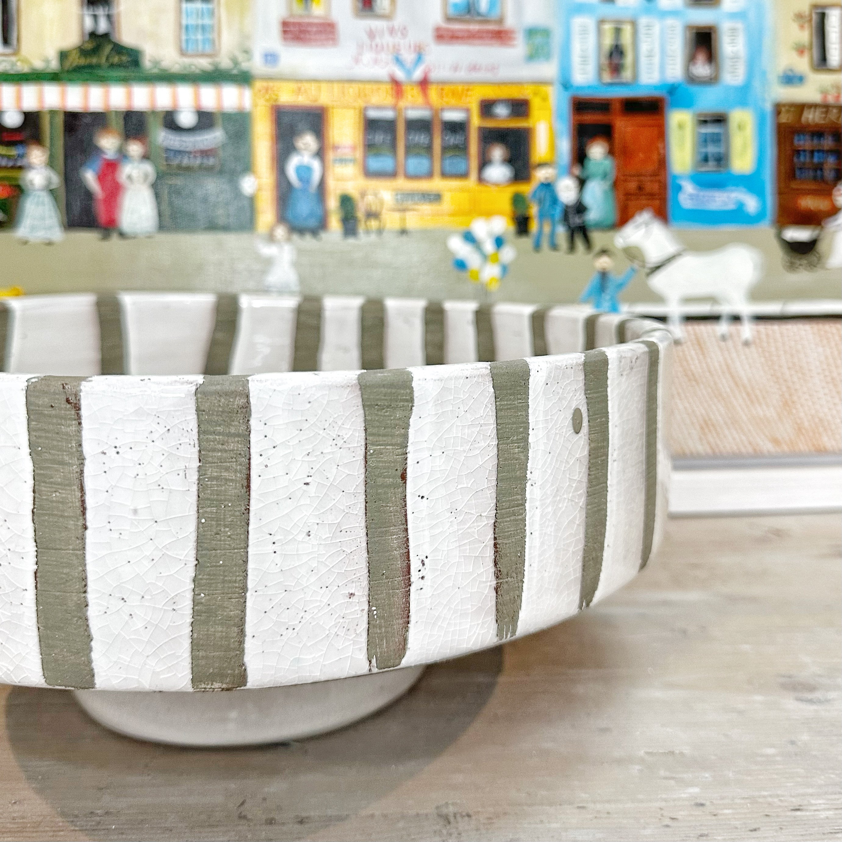 White Stripe Ceramic Bowl