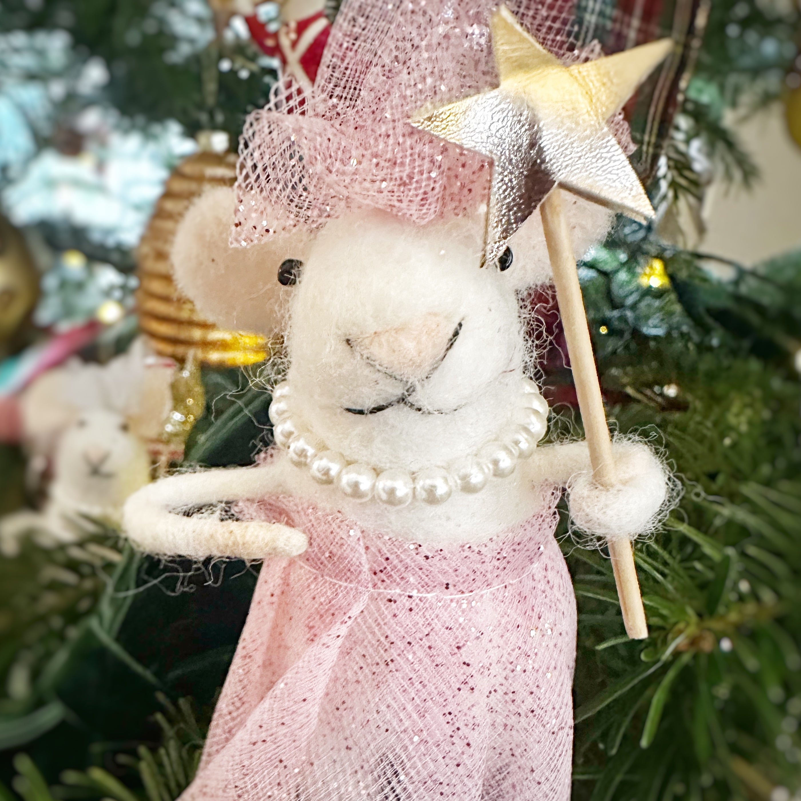 Pink Fairy Godmother Mouse Christmas Decoration&nbsp;