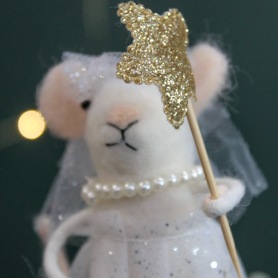 White Fairy Godmother Mouse Christmas Decoration