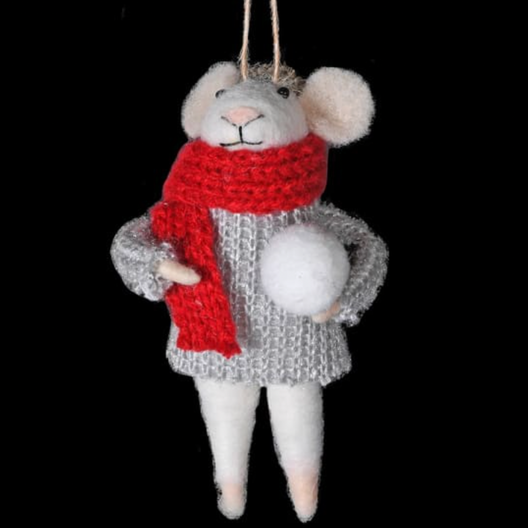 Felt Snowball Mouse Christmas Decoration