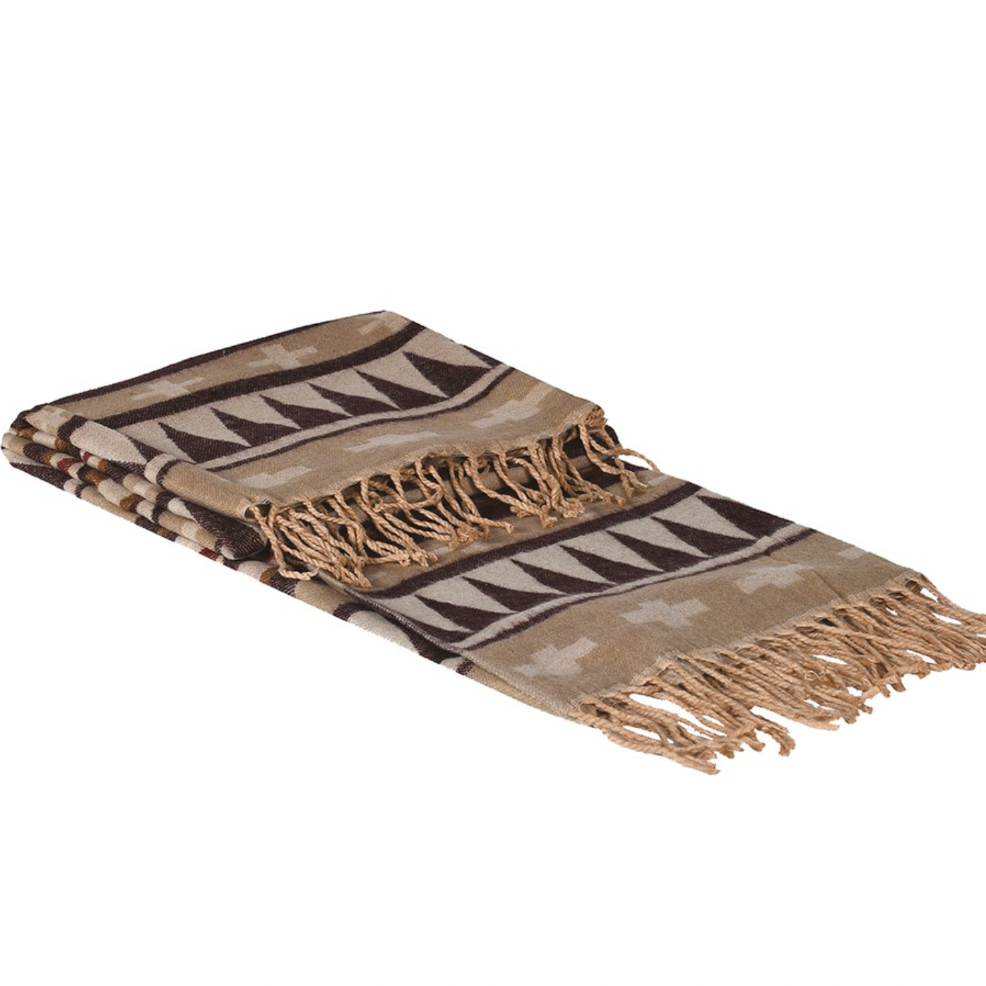 Natural Aztec Fringed Throw