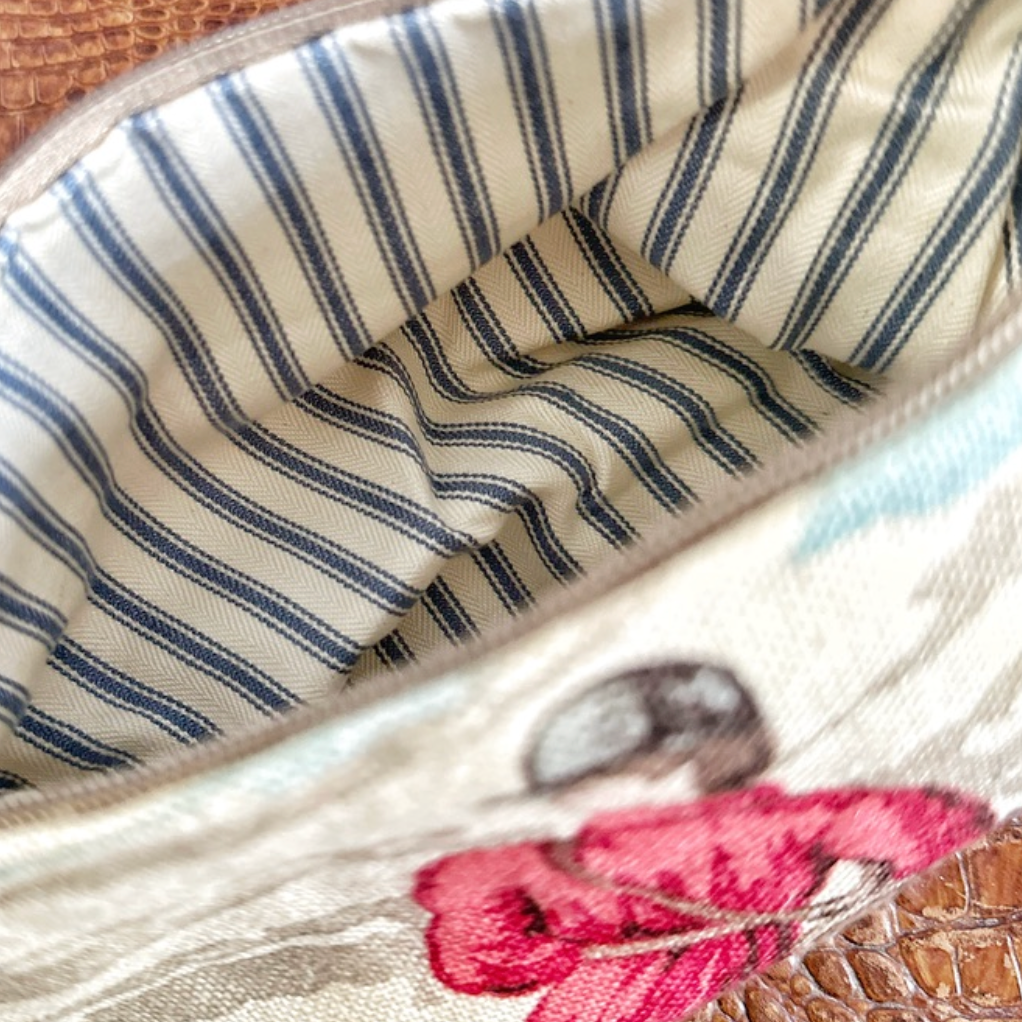 Linwood Horse & Stripe Lined Zip Pouch Make Up Bag